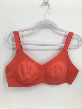 Knix Evolution Bra Orange V-Neck Wireless Back Closure Removable Pads 8+ 40F 40G